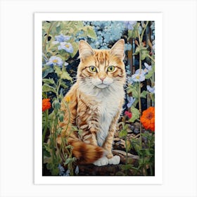 Cat In Floral Medieval Monestary 3 Art Print