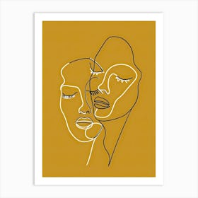 Simplicity Lines Woman Abstract In Yellow 7 Art Print