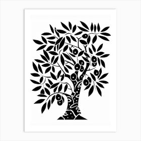 Olive Tree Simple Geometric Nature Stencil 1 Art Print