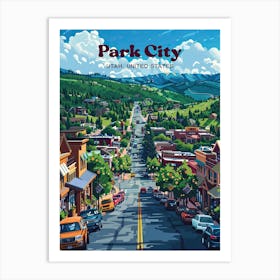 Park City Utah Skiing Art Illustration Art Print