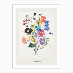 Larkspur 1 Collage Flower Bouquet Poster Art Print