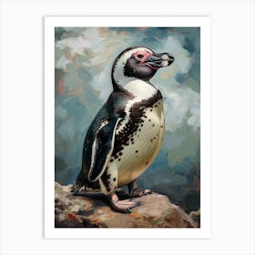 African Penguin Isabela Island Oil Painting 2 Art Print