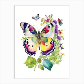 Butterfly In Garden Decoupage 3 Art Print