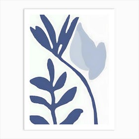 Blue And White Leaves Art Print