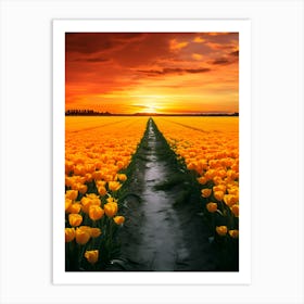 Yellow Tulips At Sunset Art Print