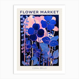 Blue Flower Market Poster Coral Bells Art Print