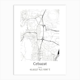 Cebazat,France Minimalist Map Art Print