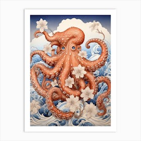 Common Octopus Japanese Style Illustration 1 Art Print