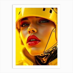 Robot Girl With helmet - Yellow Affiche