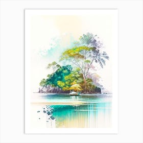 Palawan Island Malaysia Watercolour Pastel Tropical Destination Art Print