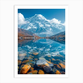 Nepal Mountain Reflected In Lake Art Print