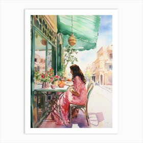 At A Cafe In Hurghada Egypt Watercolour Art Print