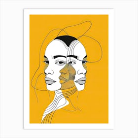 Line Art Intricate Simplicity In Yellow 6 Art Print