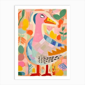 Pink Scandi Goose 1 Art Print