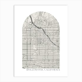 Hollywood California Boho Minimal Arch Street Map 1 Art Print