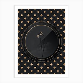 Shadowy Vintage Blue Pipe Botanical in Black and Gold Art Print