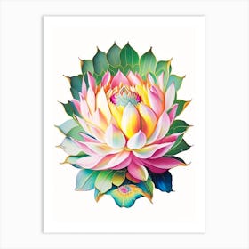 Sacred Lotus Decoupage 5 Art Print