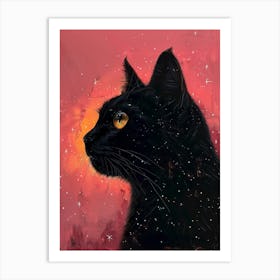 Black Cat In Space 3 Art Print