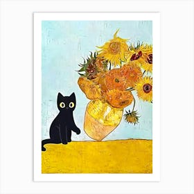 Naughty black cat Art Print