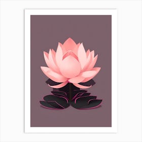 A Pink Lotus In Minimalist Style Vertical Composition 49 Art Print