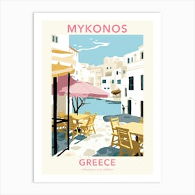 Mykonos, Greece, Flat Pastels Tones Illustration 4 Poster Art Print