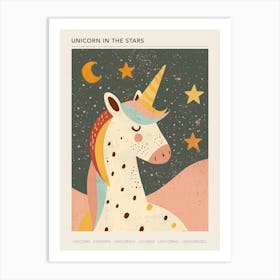 Pastel Peach Mustard Unicorn With The Stars Poster Art Print