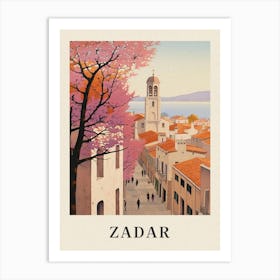 Zadar Croatia 1 Vintage Pink Travel Illustration Poster Art Print