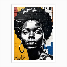 Vintage Graffiti Mural Of Beautiful Black Woman 98 Art Print