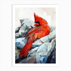 Red cardinal bird animal illustration art 1 Art Print