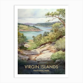 Virgin Islands National Park Watercolour Vintage Travel Poster 1 Art Print