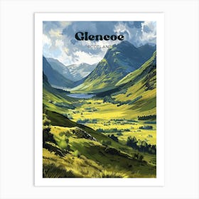 Glencoe Scotland Valley Art Illustration Art Print