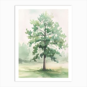 Alder Tree Atmospheric Watercolour Painting 2 Art Print