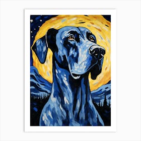 Great Dane Starry Night Dog Portrait Art Print