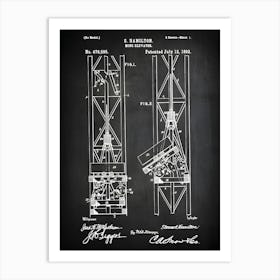 Mining Elevator, Mining Decor, Mine Shaft, Mining Gift, Mining Poster, Mining Wall Art, Mining Print, Mine Blueprint ,Mine Decor, Cm5951 Art Print