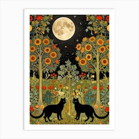 William Morris Cat In The Moonlight 11 Art Print