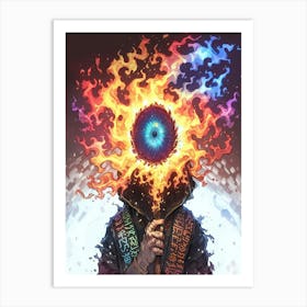 Man With A Burning Head Art Print