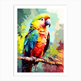 Bright Digital Watercolour Parrot 2 Art Print