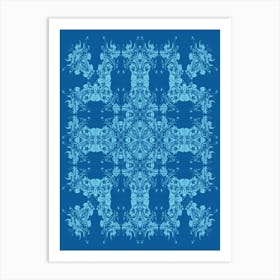 Imperial Japanese Ornate Pattern Two Tone Blue Art Print