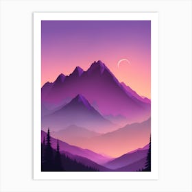 Misty Mountains Vertical Composition In Purple Tone 7 Art Print
