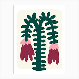 Floral Cactus Organic Flowers Naïf Art Print