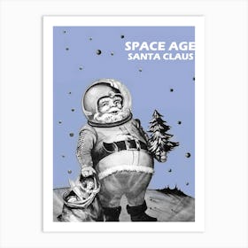 Astronaut Santa Claus On A Moon Art Print