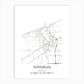 Ashtabula,United States Minimalist Map 1 Art Print