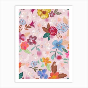Dreamy Colorful Flowers Art Print