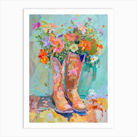 Cowboy Boots And Wildflowers 1 Art Print