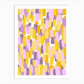 Abstract Brush Stroke Purple and Yellow Art Print