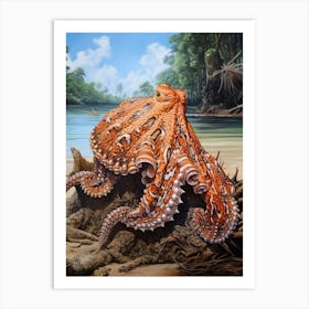 Coconut Octopus Illustration 12 Art Print