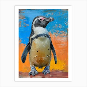 Galapagos Penguin Oamaru Blue Penguin Colony Colour Block Painting 1 Art Print