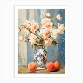 Rose Flower And Peaches Still Life Painting 4 Dreamy Art Print
