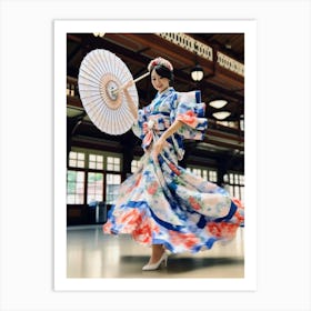 Awa Odori Dance Japanese Traditional Illustration 5 Art Print