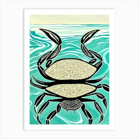 Blue Crab Linocut Art Print